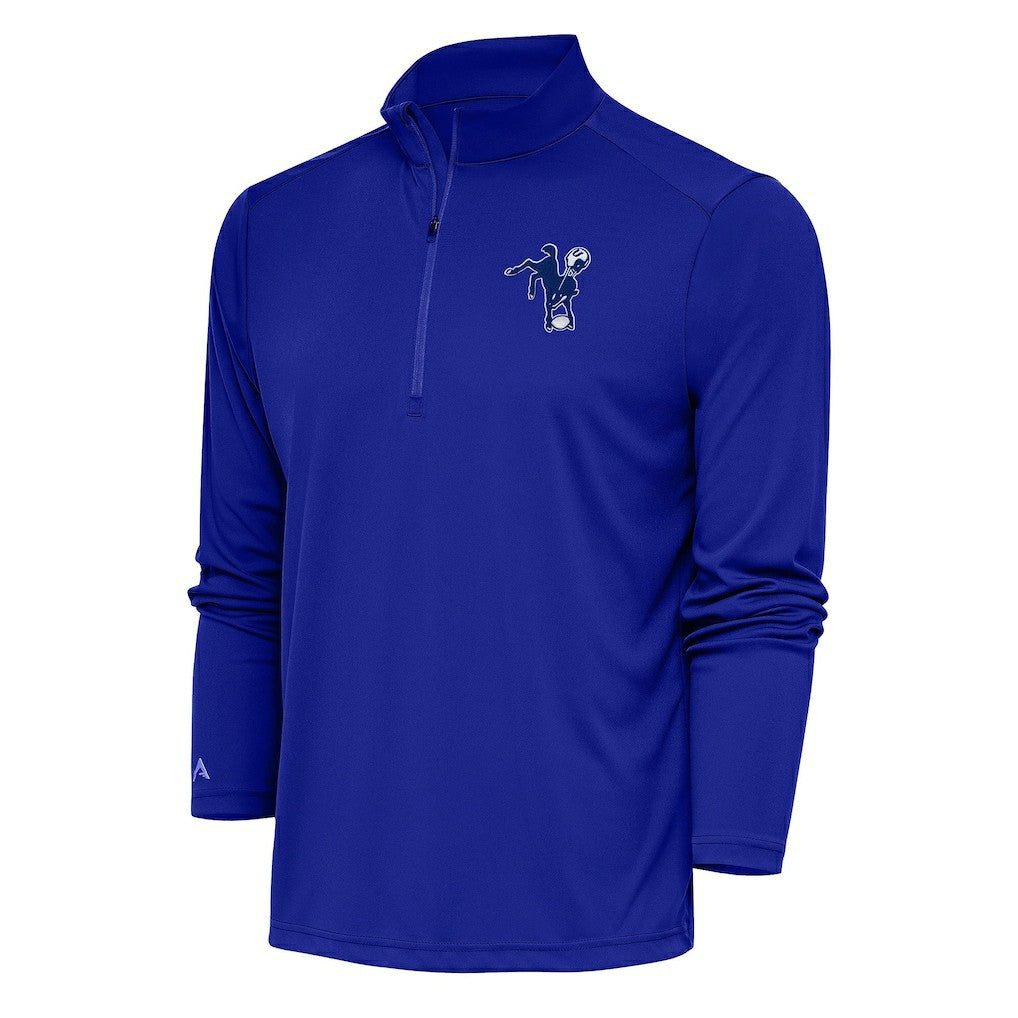 Antigua Team Logo Throwback Tribute Quarter-Zip Pullover Top - Indianapolis Colts
