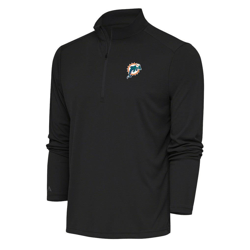 Antigua Team Logo Throwback Tribute Quarter-Zip Pullover Top - Miami Dolphins