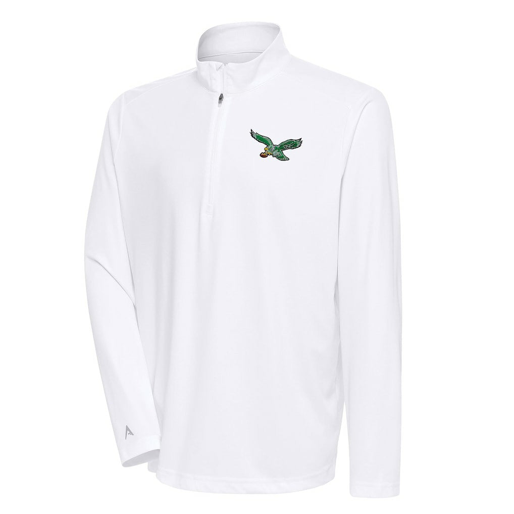 Antigua Team Logo Throwback Tribute Quarter-Zip Pullover Top - Philadelphia Eagles