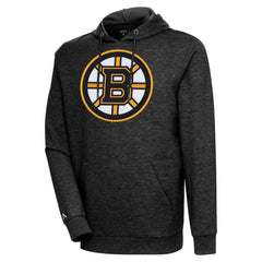 NHL Heather Black Boston Bruins Antigua Logo Action Chenille Pullover Hoodie