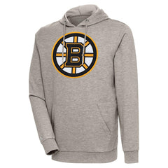 NHL Oatmeal Boston Bruins Antigua Logo Action Chenille Pullover Hoodie