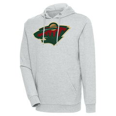 NHL Heather Gray Minnesota Wild Antigua Logo Action Chenille Pullover Hoodie
