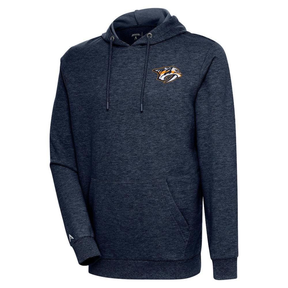 NHL Heather Navy Nashville Predators Antigua Action Chenille Pullover Hoodie