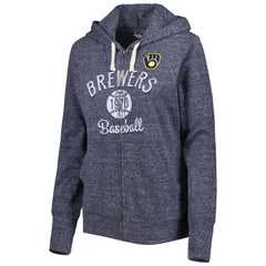 MLB Milwaukee Brewers Touch Women's Training Camp Tri-Blend Lightweight Full-Zip Hoodie