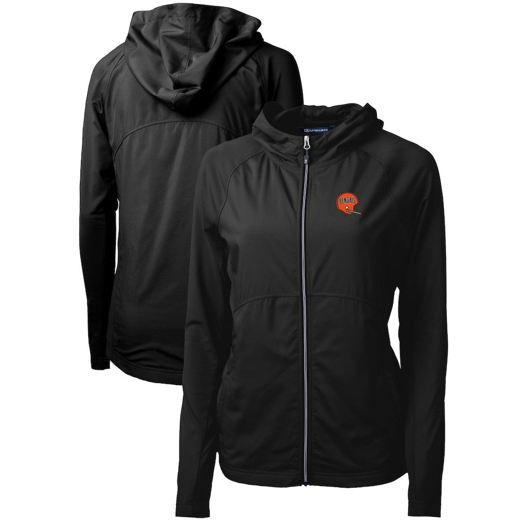 Cutter & Buck Women's Throwback Logo Adapt Eco Knit Hybrid Recycled Full-Zip Hoodie - Cincinnati Bengals