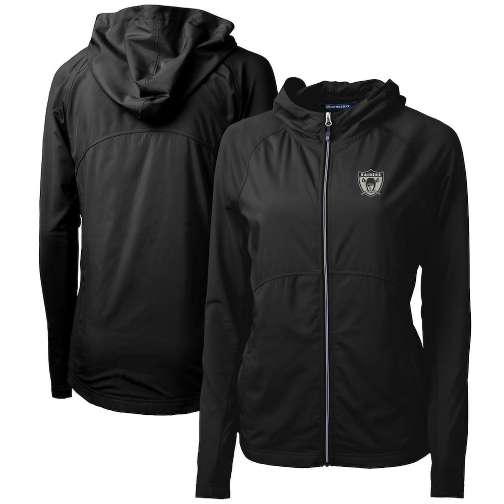 Cutter & Buck Women's Throwback Logo Adapt Eco Knit Hybrid Recycled Full-Zip Hoodie - Las Vegas Raiders