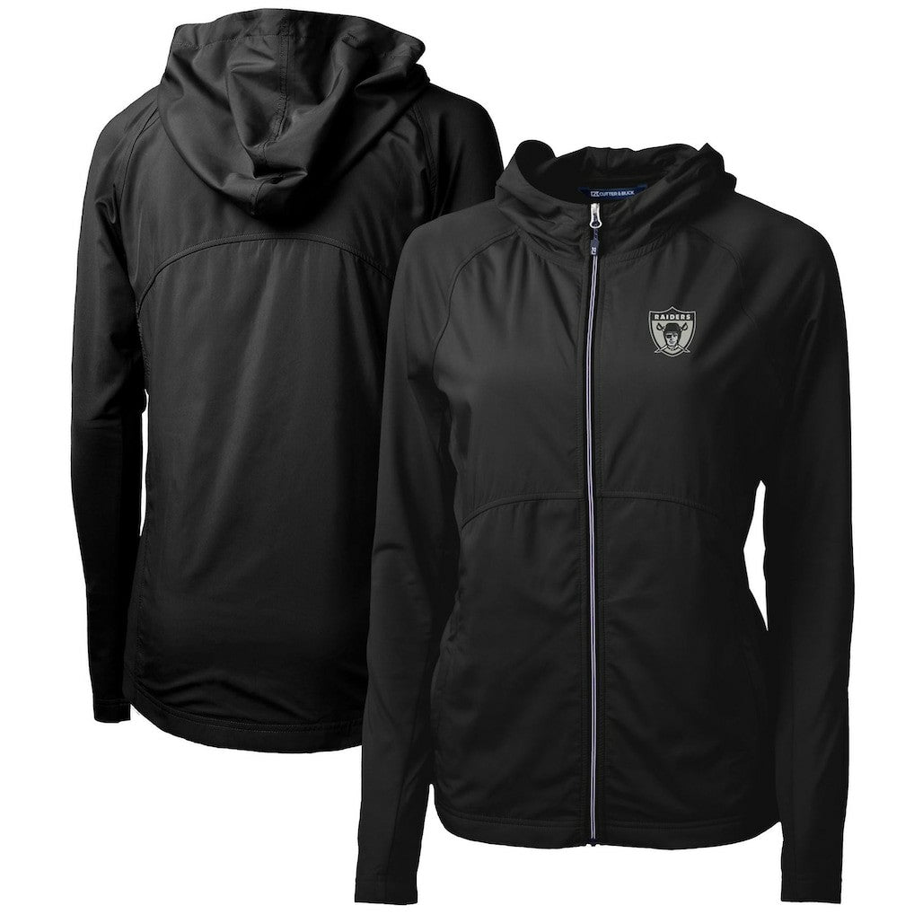 Cutter & Buck Women's Throwback Logo Adapt Eco Knit Hybrid Recycled Full-Zip Hoodie - Las Vegas Raiders