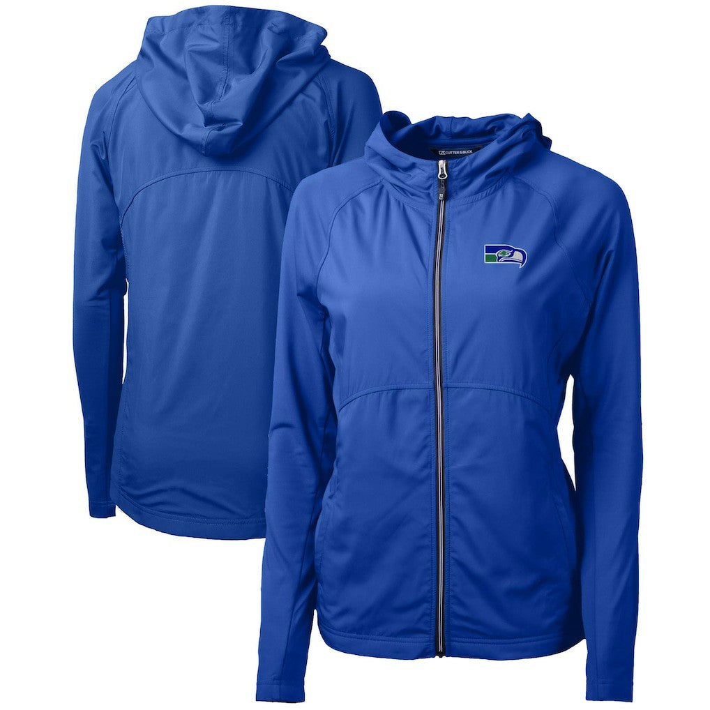 Cutter & Buck Women's Throwback Logo Adapt Eco Knit Hybrid Recycled Full-Zip Hoodie - Seattle Seahawks