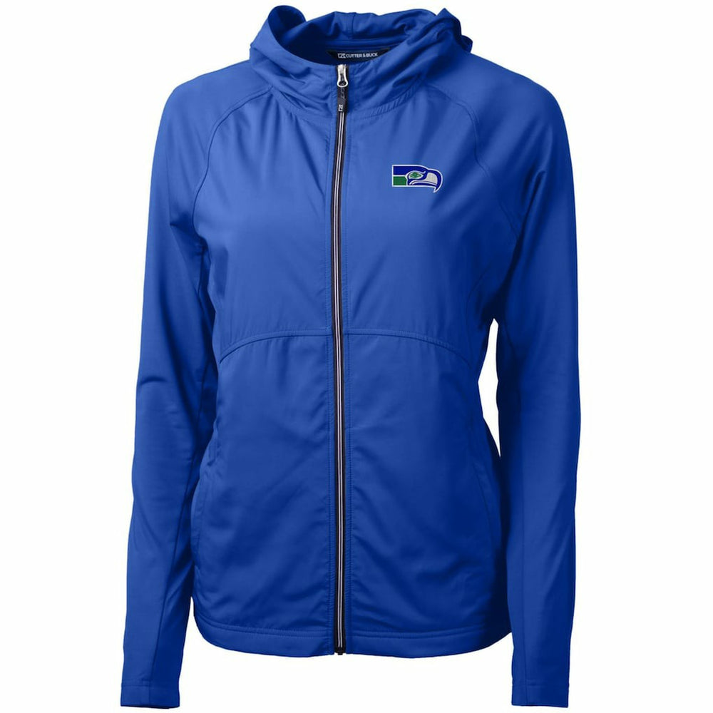 Cutter & Buck Women's Throwback Logo Adapt Eco Knit Hybrid Recycled Full-Zip Hoodie - Seattle Seahawks