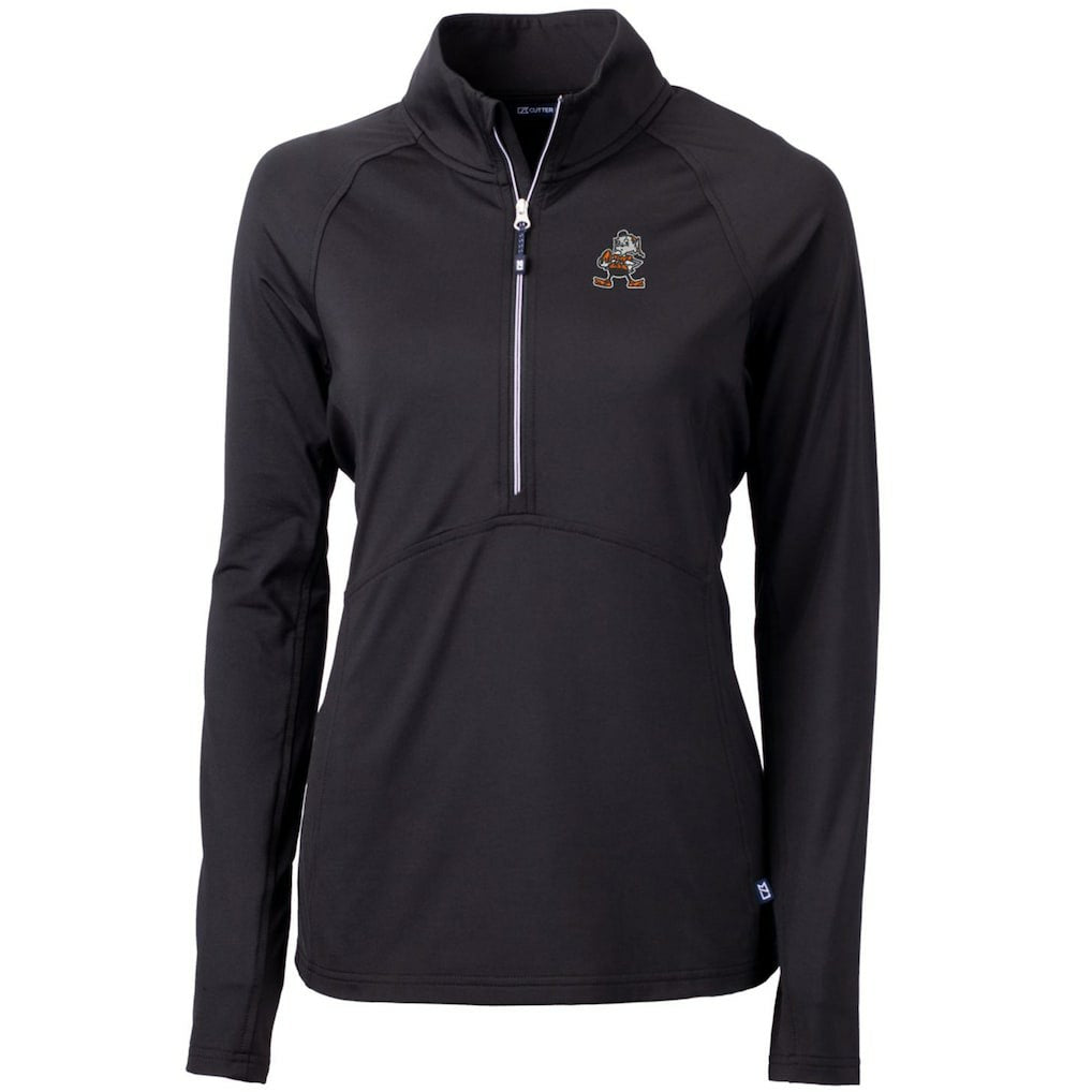 Cutter & Buck Women's Throwback Logo Adapt Eco Knit Stretch Recycled Half-Zip Pullover Top - Cleveland Browns
