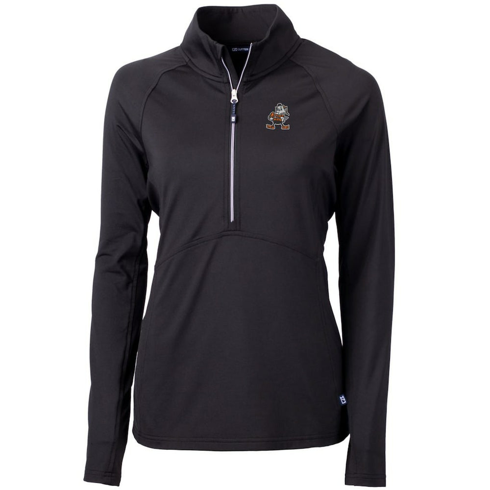 Cutter & Buck Women's Throwback Logo Adapt Eco Knit Stretch Recycled Half-Zip Pullover Top - Cleveland Browns