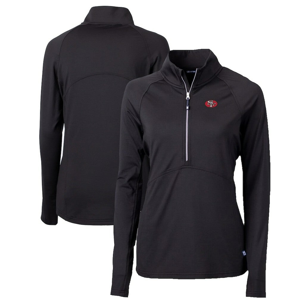 Cutter & Buck Women's Throwback Logo Adapt Eco Knit Stretch Recycled Half-Zip Pullover Top - San Francisco 49ers