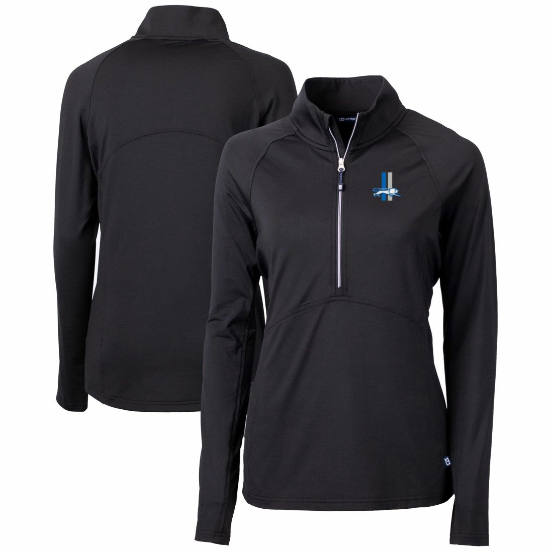 Cutter & Buck Women's Throwback Logo Adapt Eco Knit Stretch Recycled Half-Zip Pullover Top - Detroit Lions