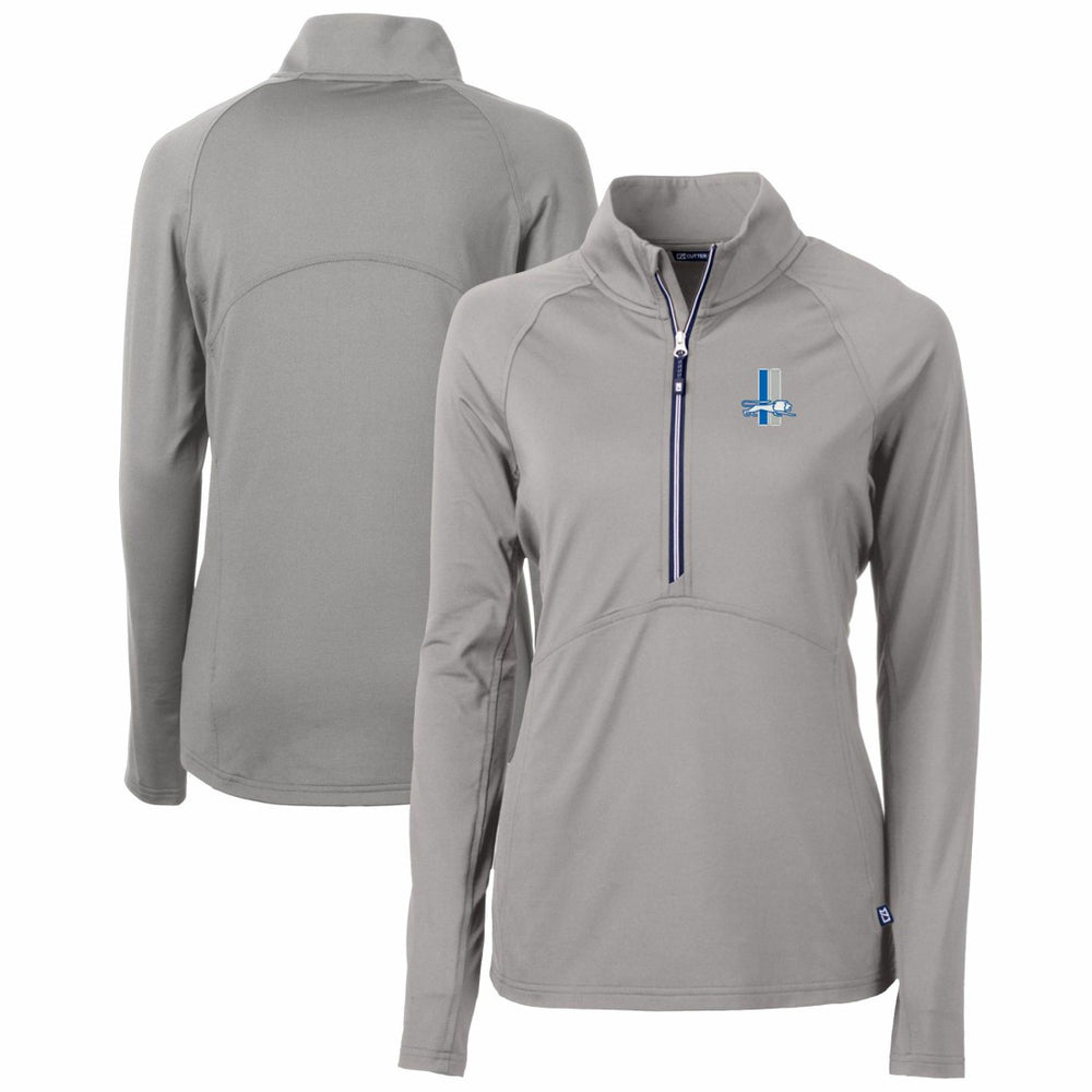 Cutter & Buck Women's Throwback Logo Adapt Eco Knit Stretch Recycled Half-Zip Pullover Top - Detroit Lions