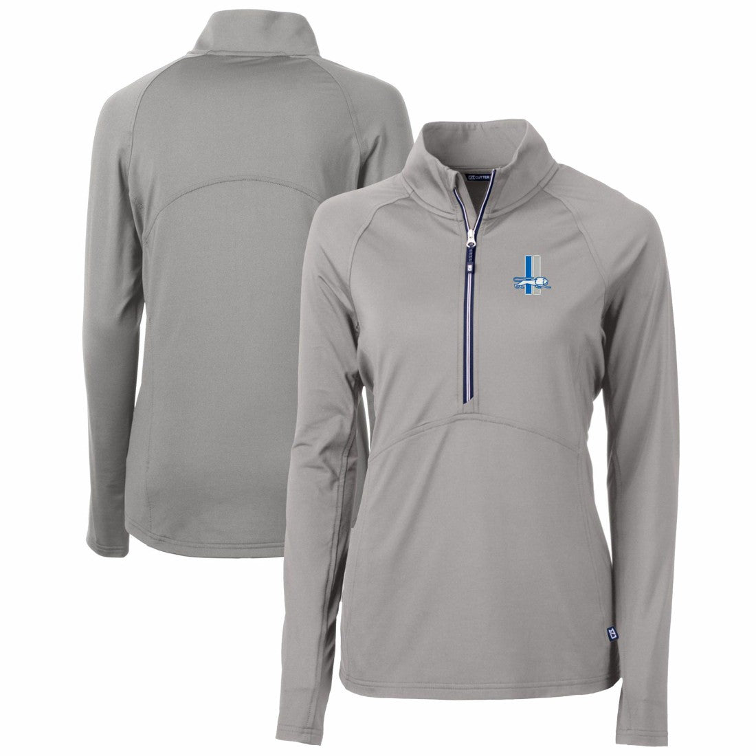Cutter & Buck Women's Throwback Logo Adapt Eco Knit Stretch Recycled Half-Zip Pullover Top - Detroit Lions