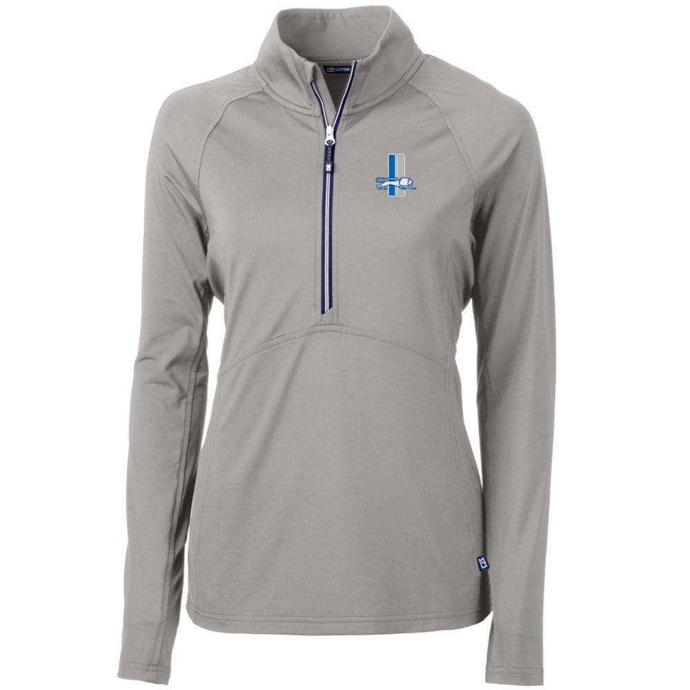 Cutter & Buck Women's Throwback Logo Adapt Eco Knit Stretch Recycled Half-Zip Pullover Top - Detroit Lions