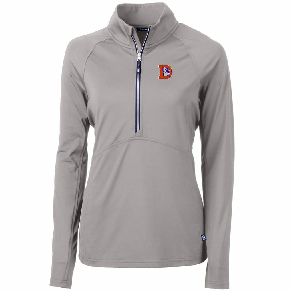 Cutter & Buck Women's Throwback Logo Adapt Eco Knit Stretch Recycled Half-Zip Pullover Top - Denver Broncos