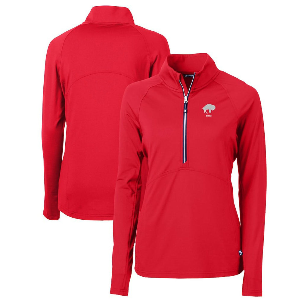 Cutter & Buck Women's Throwback Logo Adapt Eco Knit Stretch Recycled Half-Zip Pullover Top - Buffalo Bills