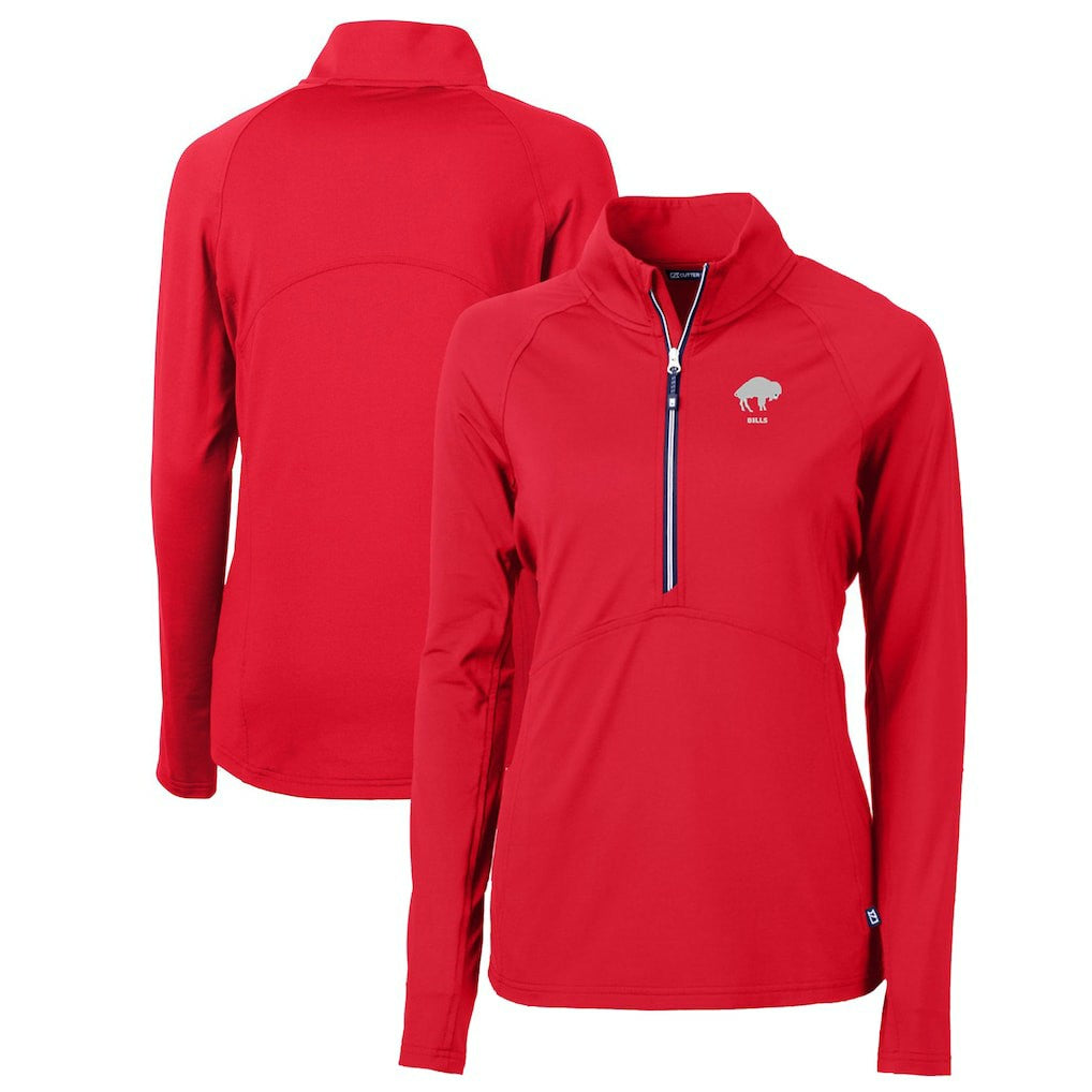 Cutter & Buck Women's Throwback Logo Adapt Eco Knit Stretch Recycled Half-Zip Pullover Top - Buffalo Bills