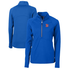 Cutter & Buck Women's Throwback Logo Adapt Eco Knit Stretch Recycled Half-Zip Pullover Top - Denver Broncos