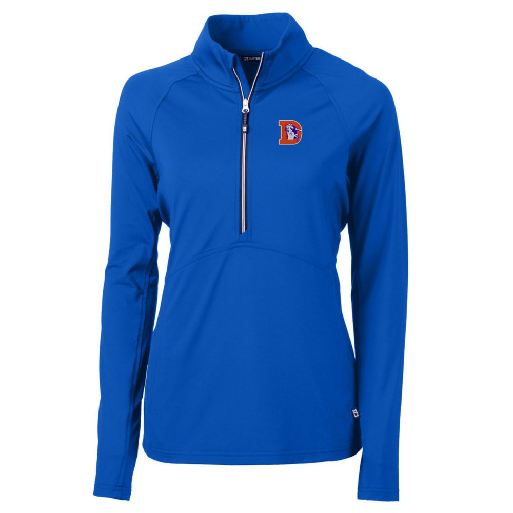Cutter & Buck Women's Throwback Logo Adapt Eco Knit Stretch Recycled Half-Zip Pullover Top - Denver Broncos