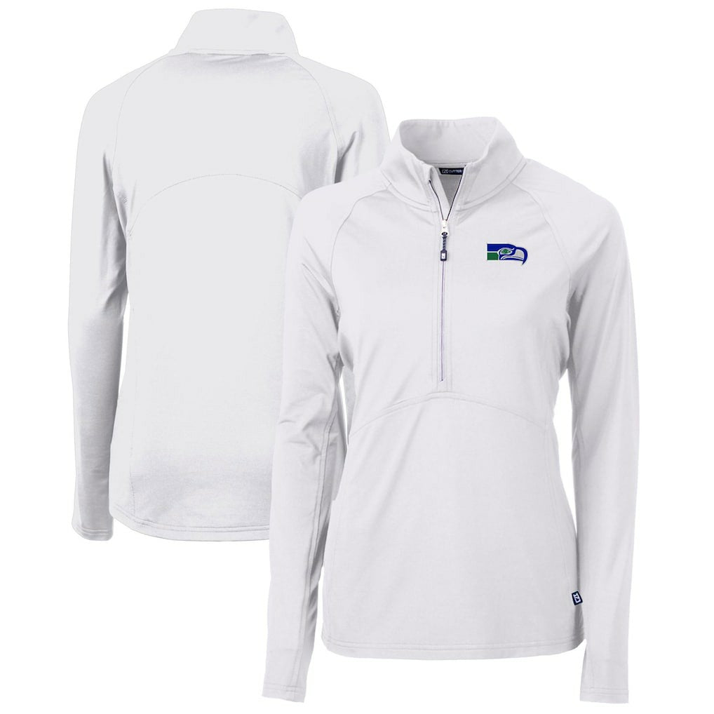 Cutter & Buck Women's Throwback Logo Adapt Eco Knit Stretch Recycled Half-Zip Pullover Top - Seattle Seahawks