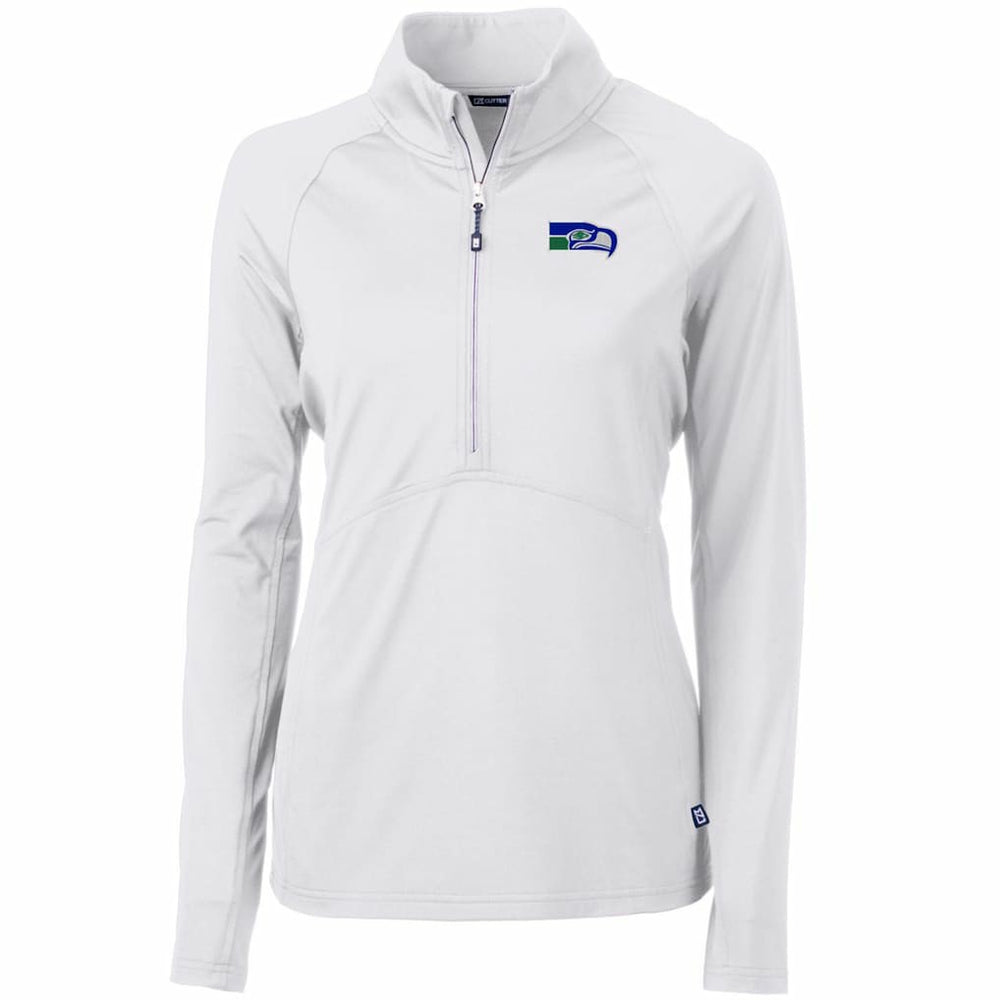 Cutter & Buck Women's Throwback Logo Adapt Eco Knit Stretch Recycled Half-Zip Pullover Top - Seattle Seahawks