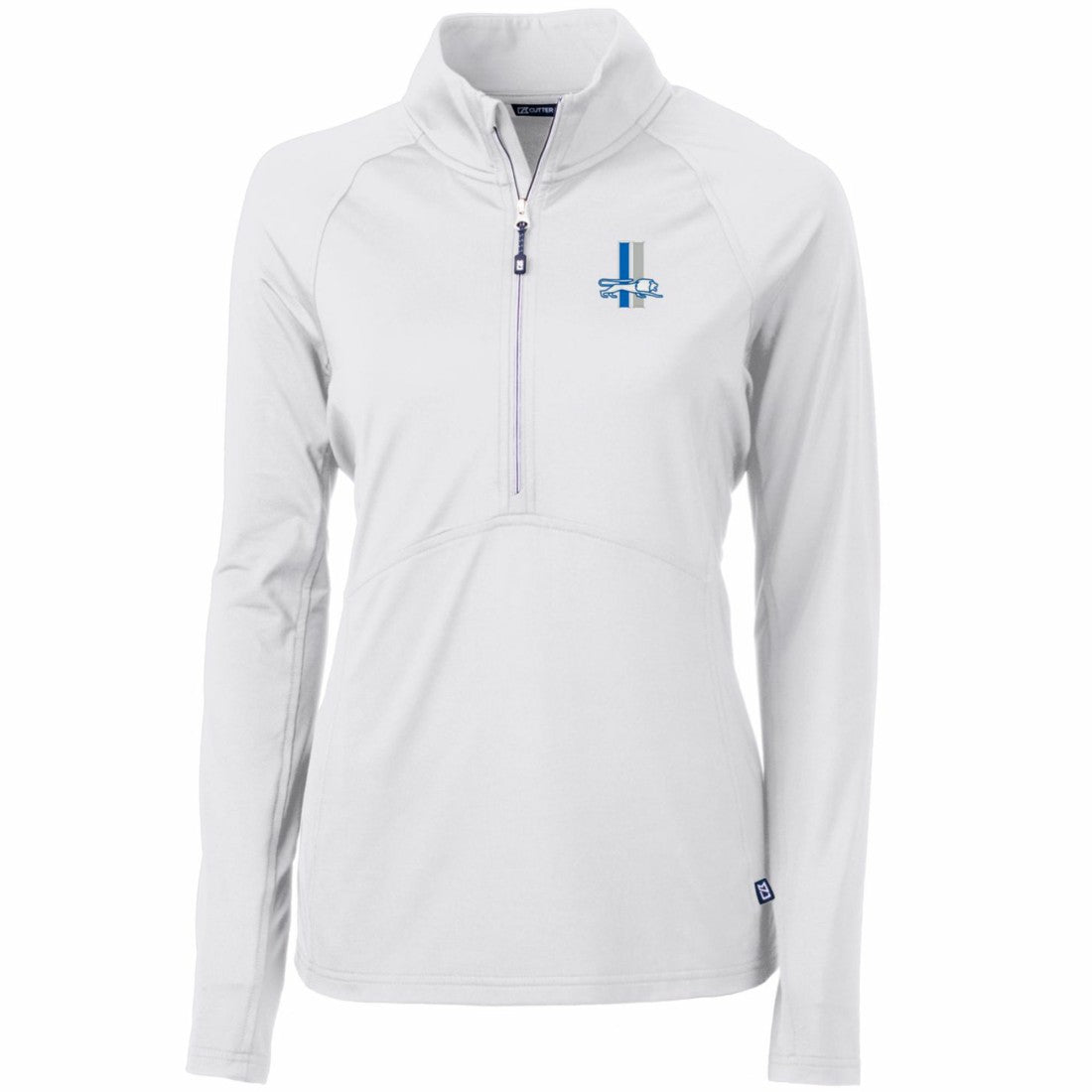 Cutter & Buck Women's Throwback Logo Adapt Eco Knit Stretch Recycled Half-Zip Pullover Top - Detroit Lions