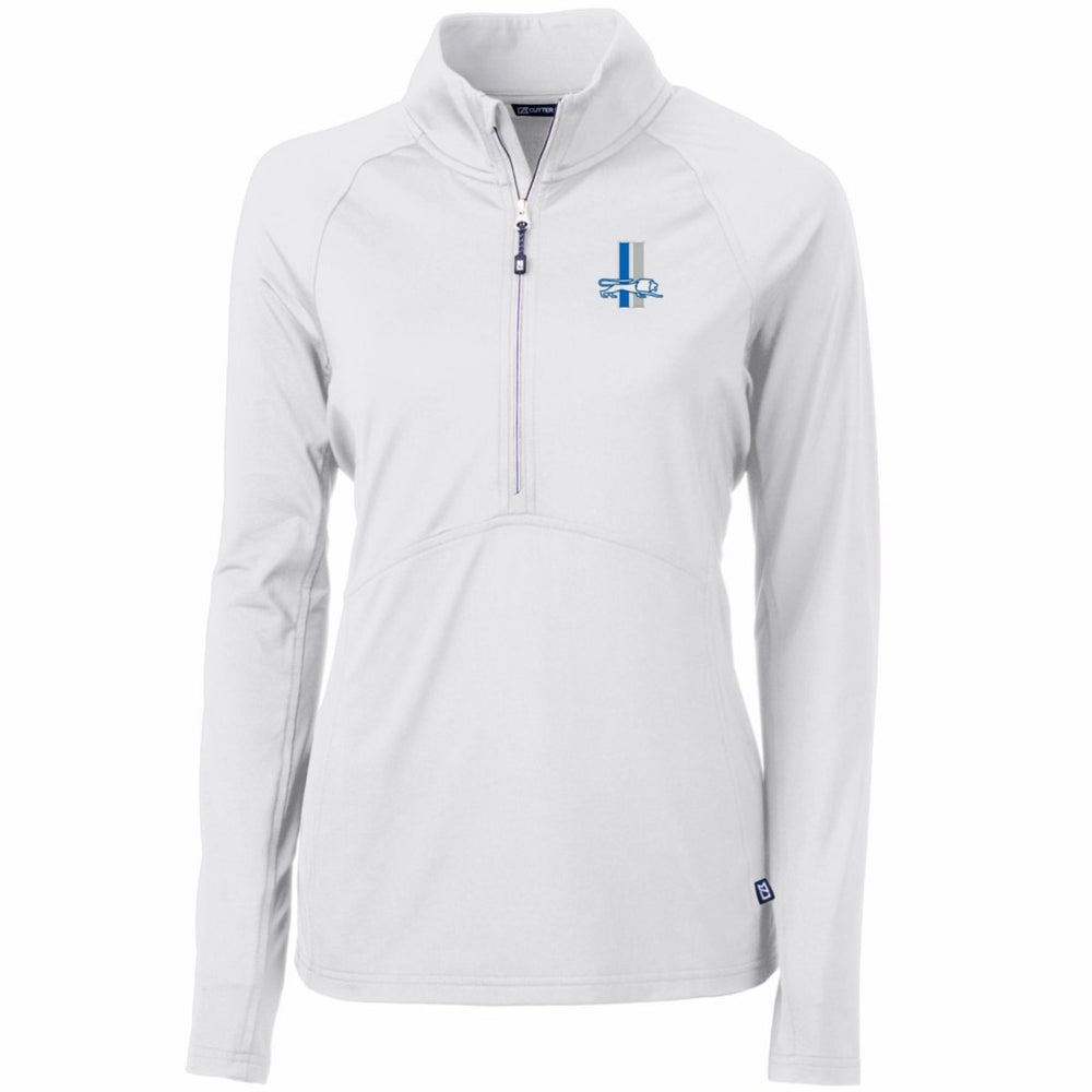 Cutter & Buck Women's Throwback Logo Adapt Eco Knit Stretch Recycled Half-Zip Pullover Top - Detroit Lions