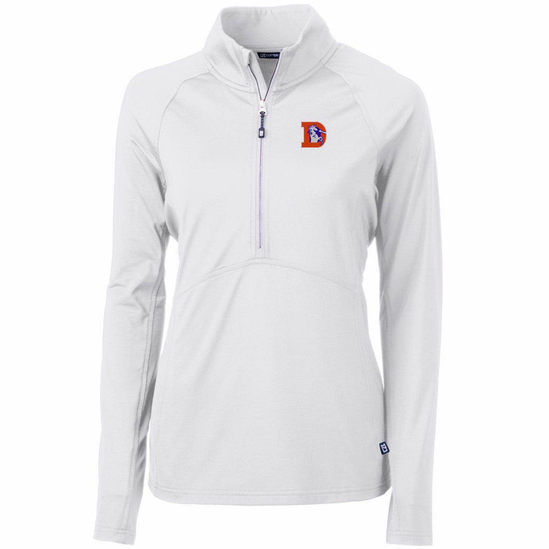 Cutter & Buck Women's Throwback Logo Adapt Eco Knit Stretch Recycled Half-Zip Pullover Top - Denver Broncos