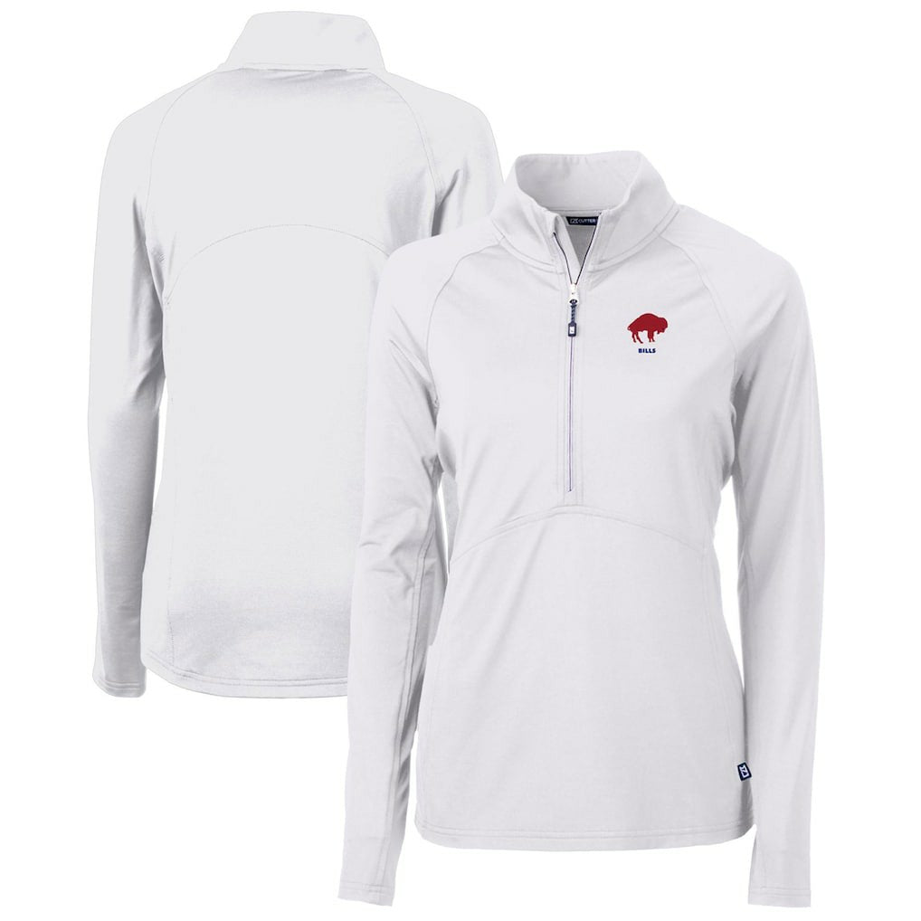 Cutter & Buck Women's Throwback Logo Adapt Eco Knit Stretch Recycled Half-Zip Pullover Top - Buffalo Bills