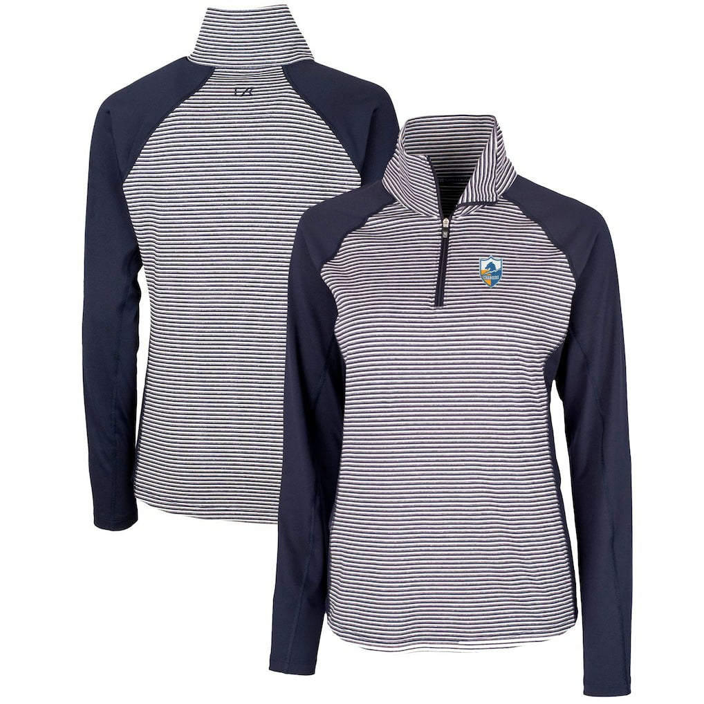 Cutter & Buck Women's Throwback Logo Forge Tonal Stripe Stretch Half-Zip Pullover Top - Los Angeles Chargers