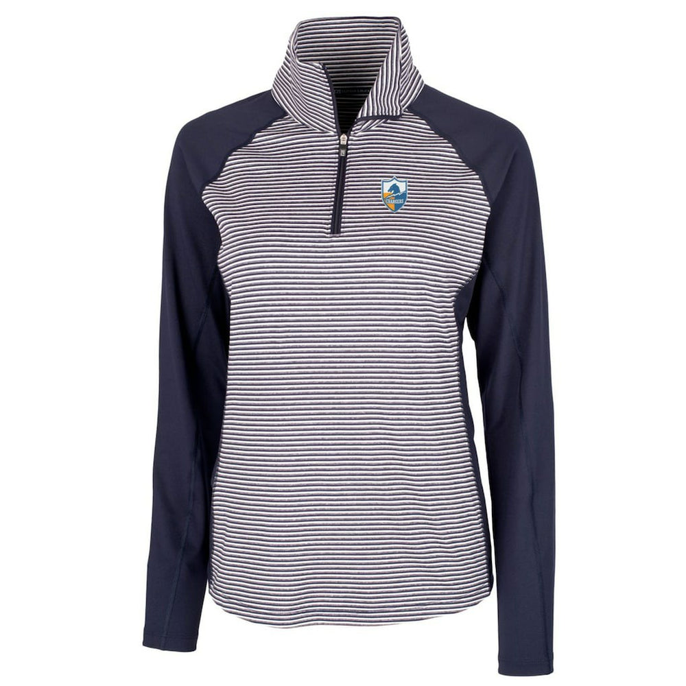 Cutter & Buck Women's Throwback Logo Forge Tonal Stripe Stretch Half-Zip Pullover Top - Los Angeles Chargers