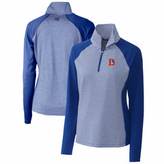 Cutter & Buck Women's Throwback Logo Forge Tonal Stripe Stretch Half-Zip Pullover Top - Denver Broncos