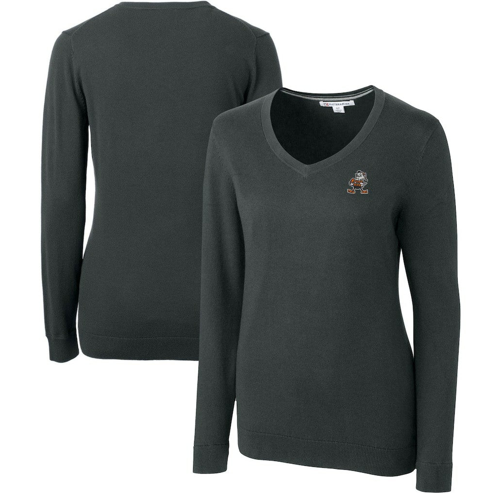 Cutter & Buck Women's Throwback Logo Lakemont Tri-Blend V-Neck Sweater - Cleveland Browns