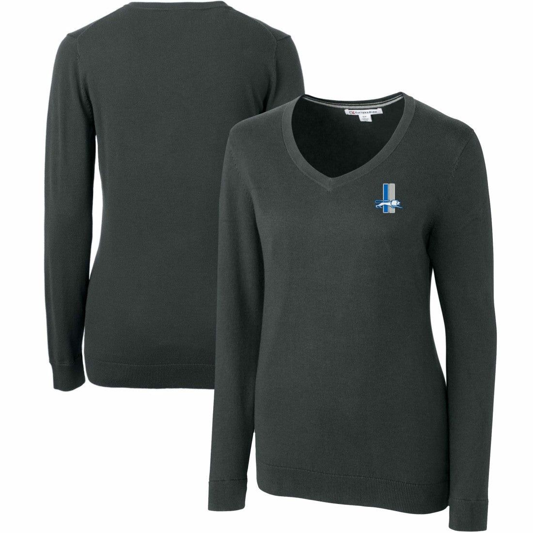 Cutter & Buck Women's Throwback Logo Lakemont Tri-Blend V-Neck Sweater - Detroit Lions