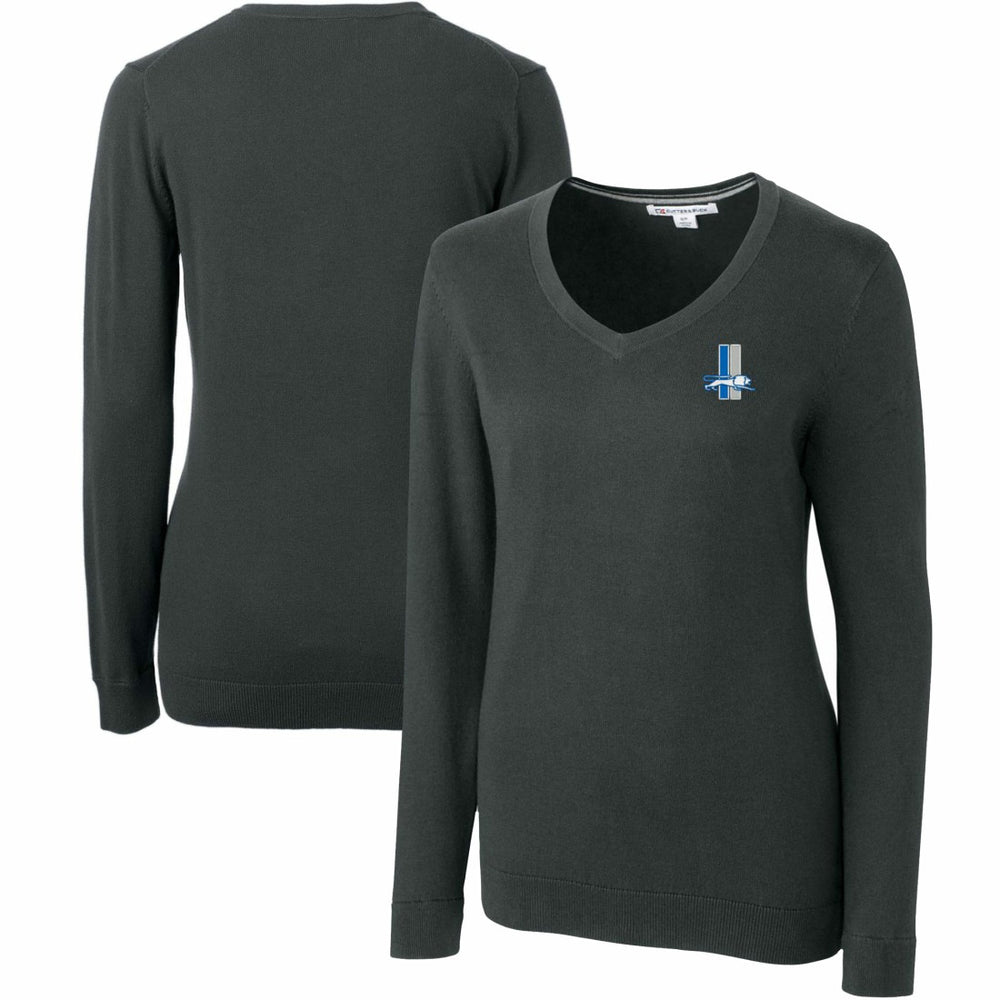 Cutter & Buck Women's Throwback Logo Lakemont Tri-Blend V-Neck Sweater - Detroit Lions