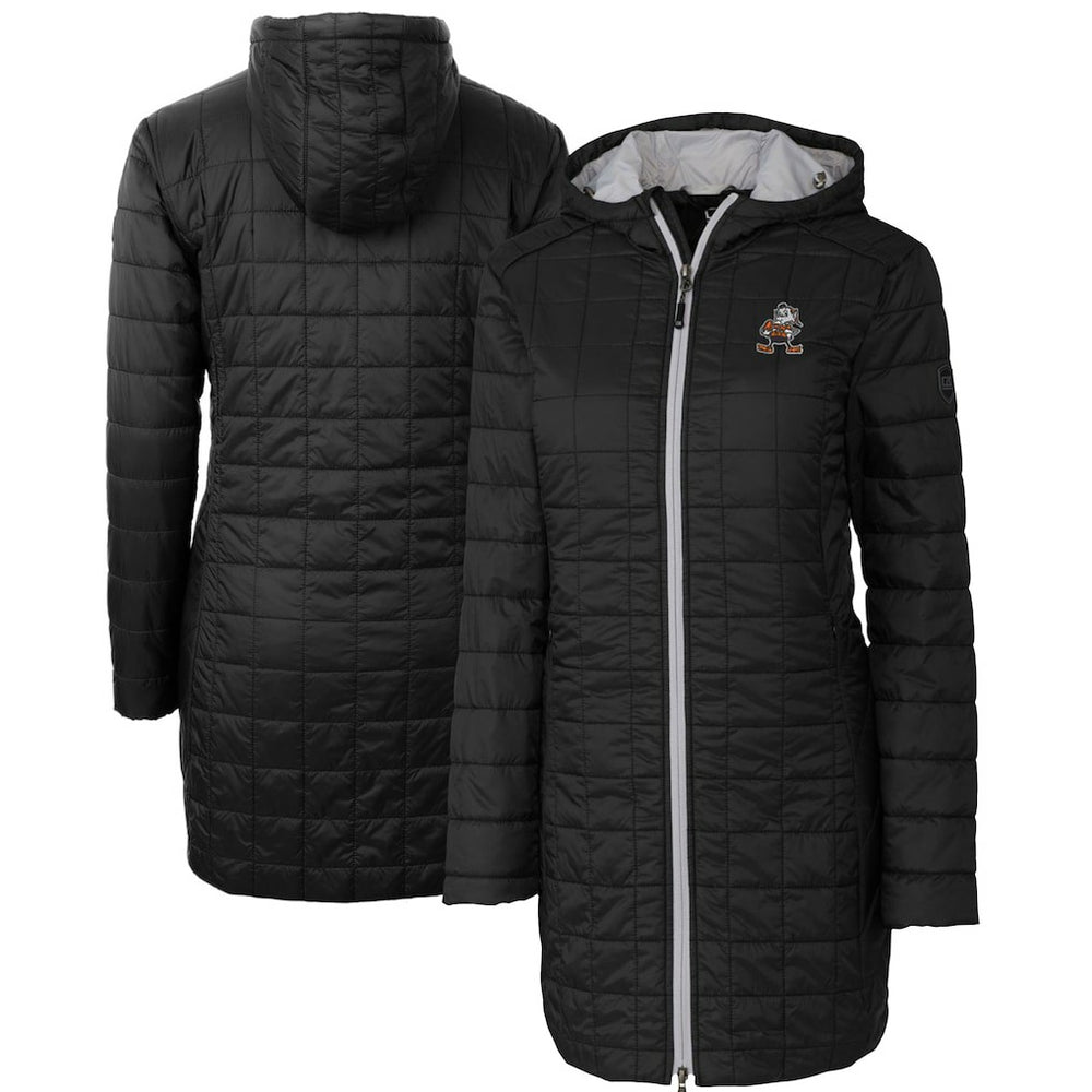 Cutter & Buck Women's Throwback Logo Rainier Primaloft Eco Full-Zip Hoodie Long Coat - Cleveland Browns