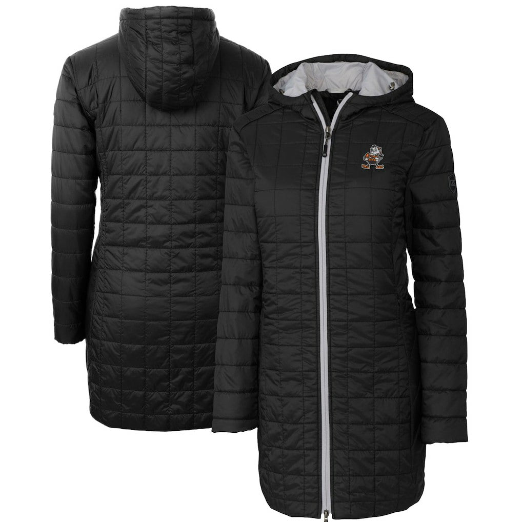 Cutter & Buck Women's Throwback Logo Rainier Primaloft Eco Full-Zip Hoodie Long Coat - Cleveland Browns