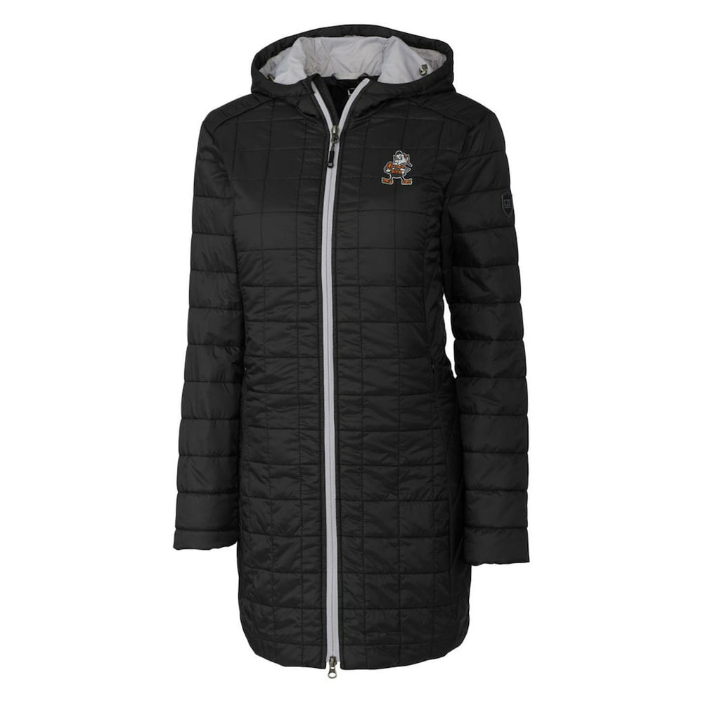 Cutter & Buck Women's Throwback Logo Rainier Primaloft Eco Full-Zip Hoodie Long Coat - Cleveland Browns