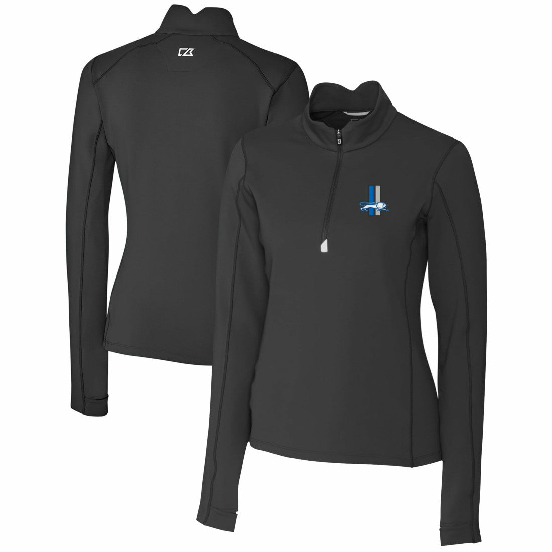 Cutter & Buck Women's Throwback Logo Traverse Stretch Quarter-Zip Pullover Top - Detroit Lions