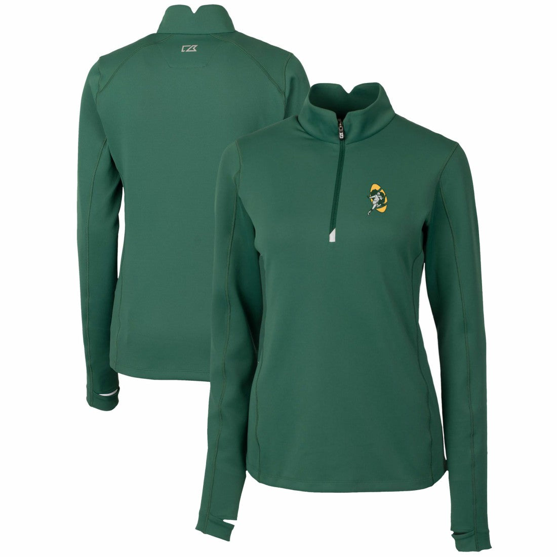 Cutter & Buck Women's Throwback Logo Traverse Stretch Quarter-Zip Pullover Top - Green Bay Packers