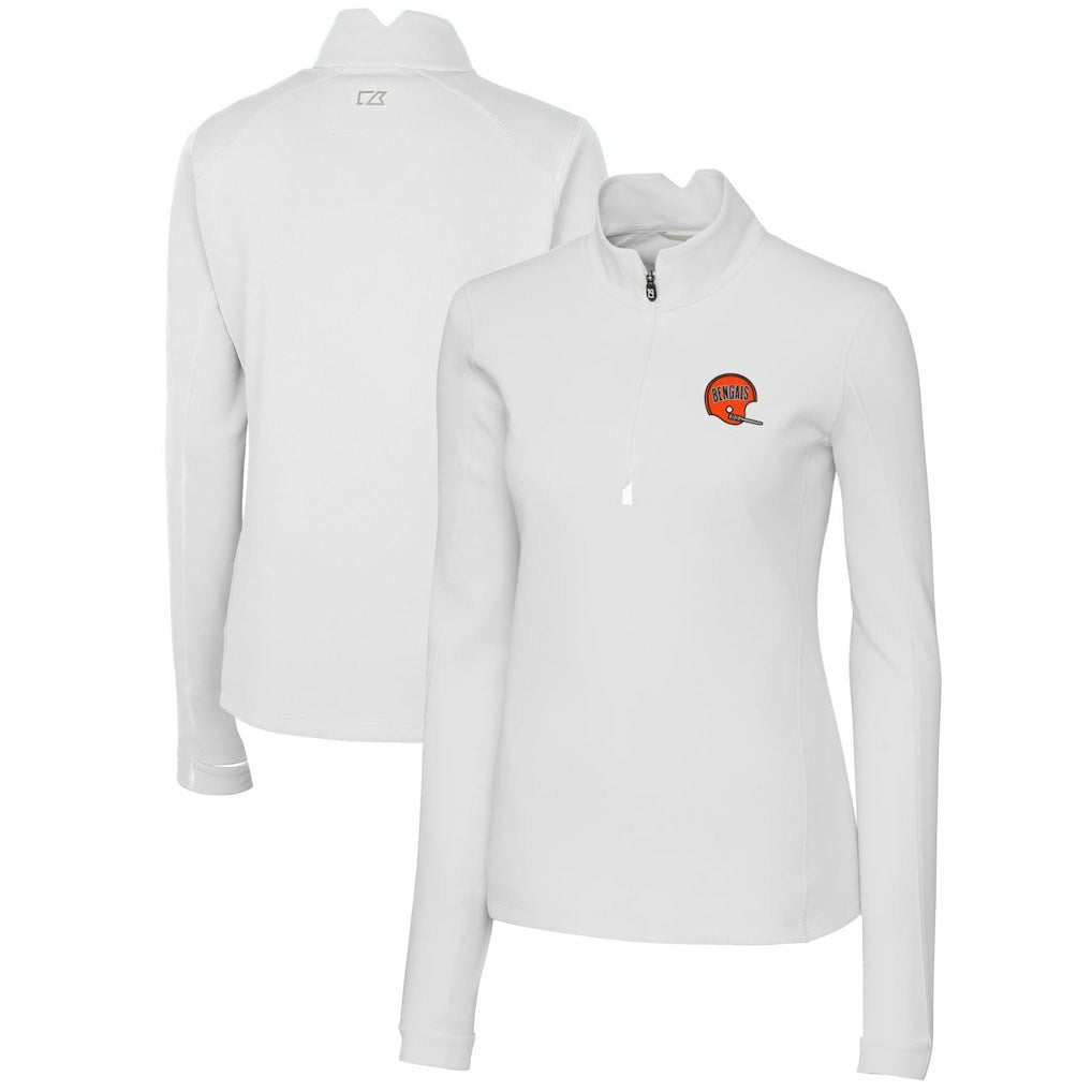 Cutter & Buck Women's Throwback Logo Traverse Stretch Quarter-Zip Pullover Top - Cincinnati Bengals