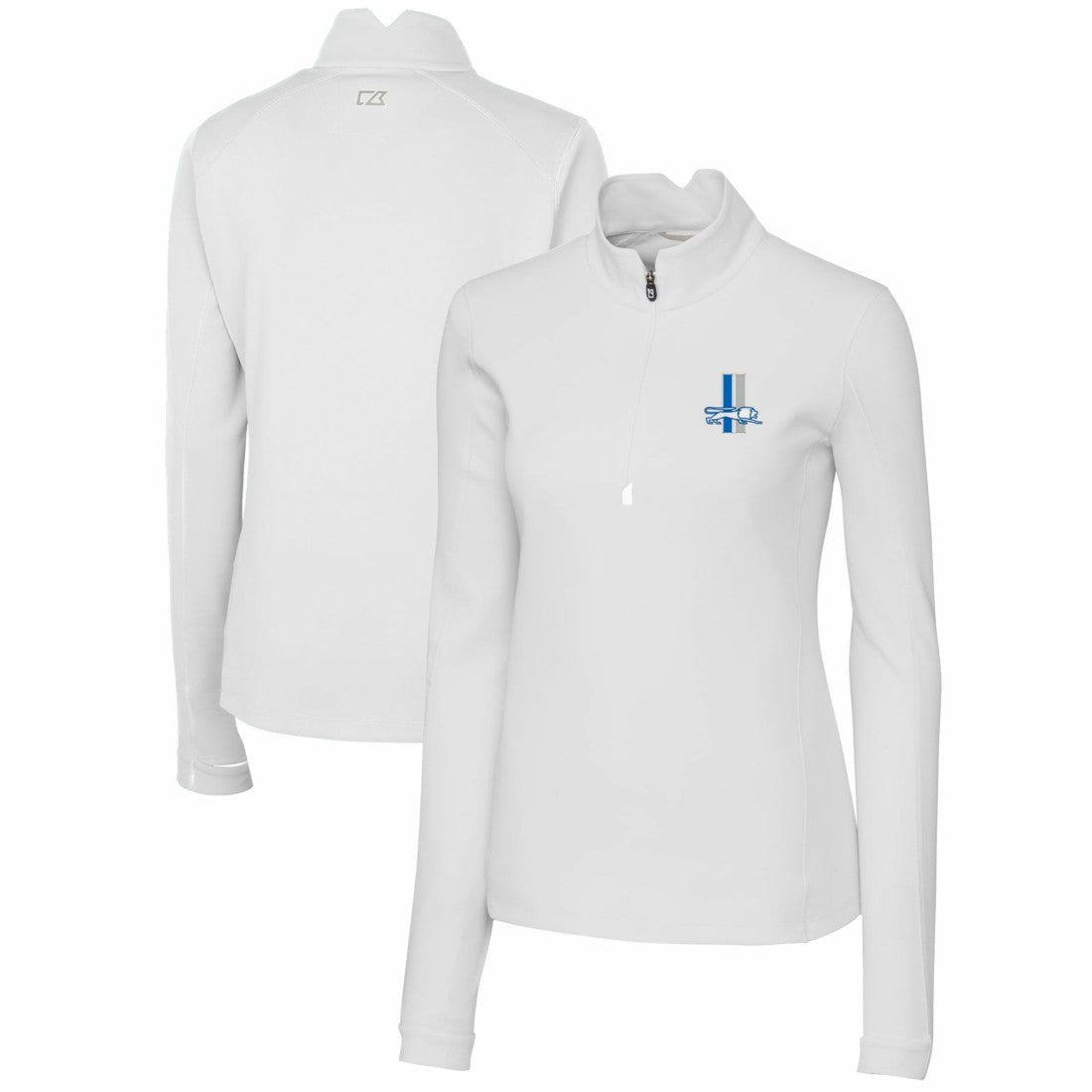 Cutter & Buck Women's Throwback Logo Traverse Stretch Quarter-Zip Pullover Top - Detroit Lions