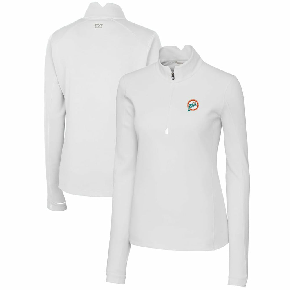 Cutter & Buck Women's Throwback Logo Traverse Stretch Quarter-Zip Pullover Top - Miami Dolphins