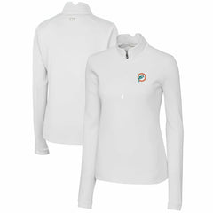 Cutter & Buck Women's Throwback Logo Traverse Stretch Quarter-Zip Pullover Top - Miami Dolphins