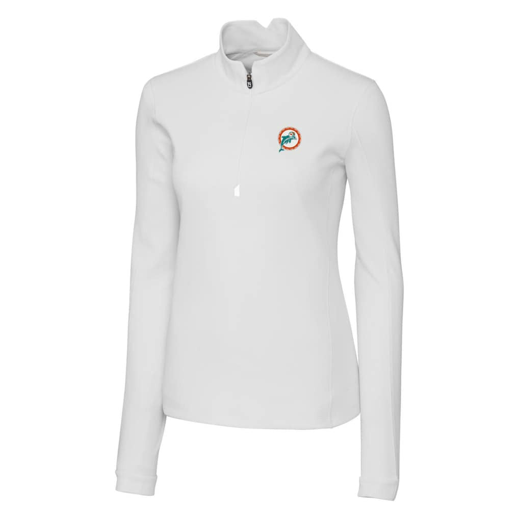Cutter & Buck Women's Throwback Logo Traverse Stretch Quarter-Zip Pullover Top - Miami Dolphins
