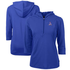 Cutter & Buck Women's Throwback Logo Virtue Eco Pique 3/4 Sleeve Half-Zip Pullover Hoodie - New England Patriots