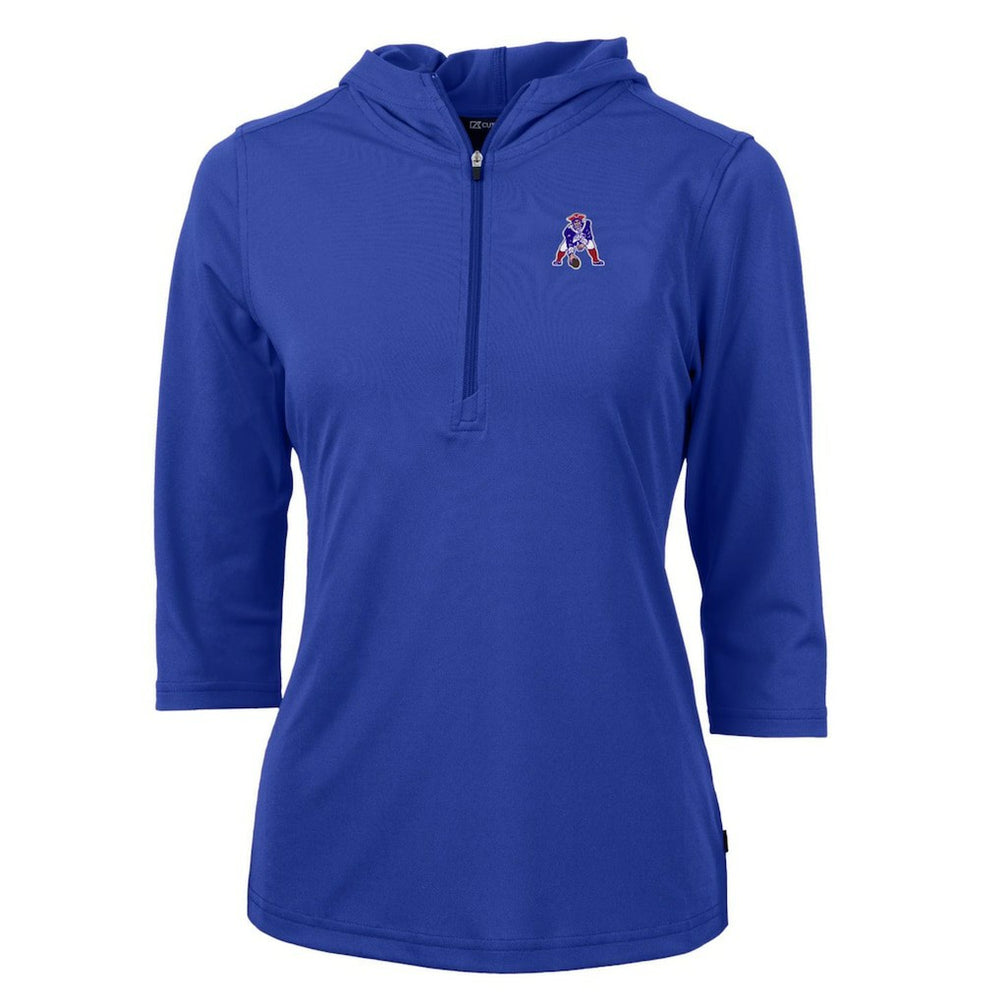 Cutter & Buck Women's Throwback Logo Virtue Eco Pique 3/4 Sleeve Half-Zip Pullover Hoodie - New England Patriots