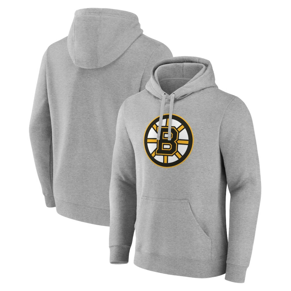 NHL Heather Gray Boston Bruins Fanatics Primary Logo Pullover Hoodie